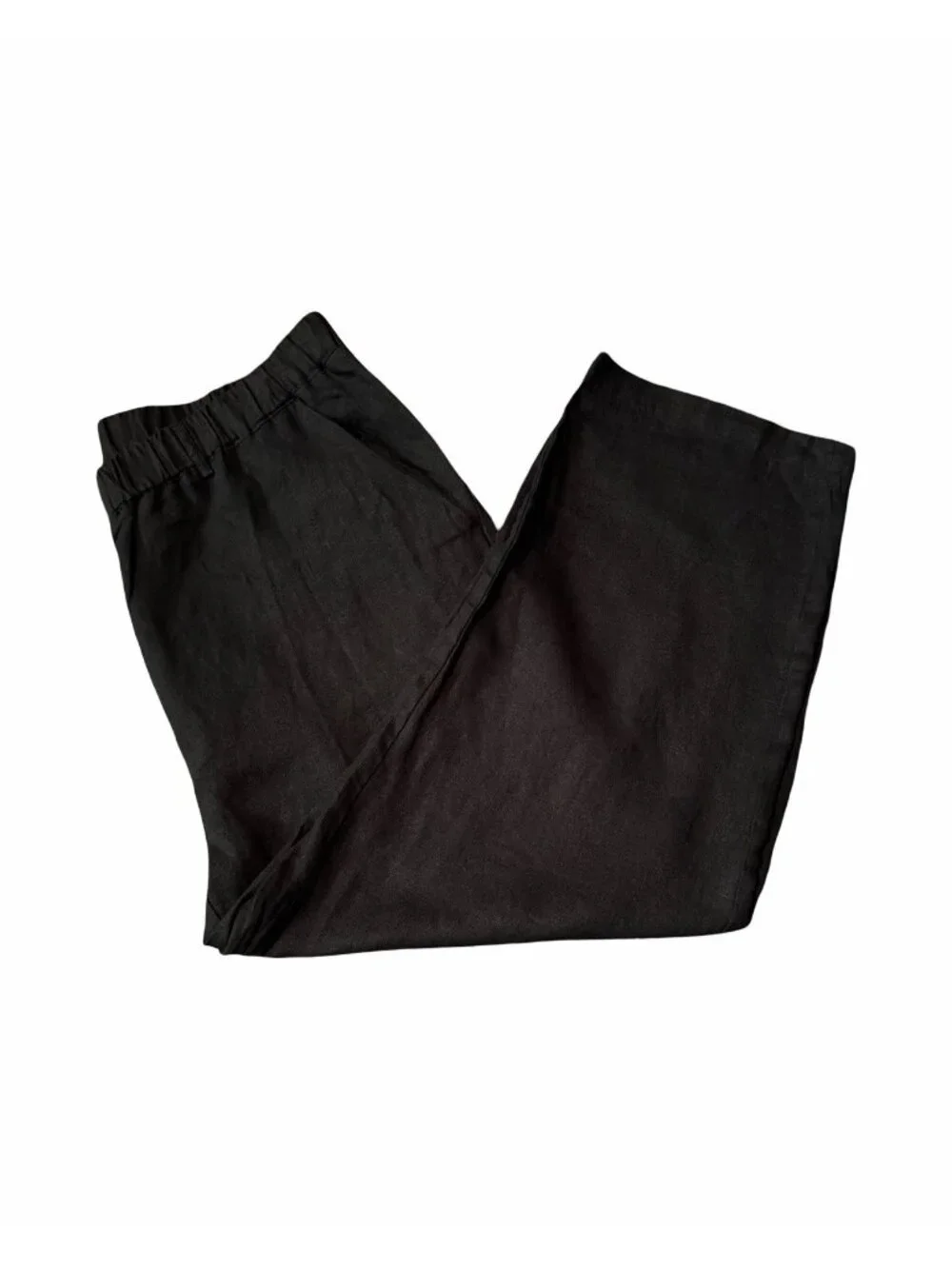 Quince 100% European Linen Wide Leg Pant Black Womens XL Elastic Waist Beach